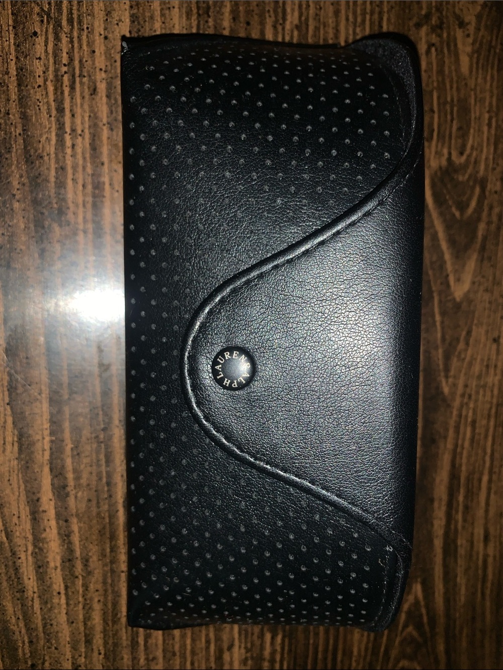 Ralph Lauren Black Perforated Leather Eyewear Pouch